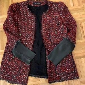 Zara tweed blazer with leather wrist